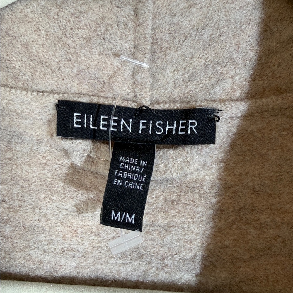 Eileen Fisher Open Front Vest Cardigan Coat Size M Tan - Picture 3 of 7